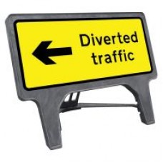Diverted Traffic Left Q Sign